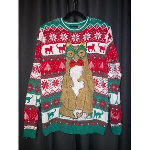 Ugly Christmas Sweater Xmas Size Medium Cat